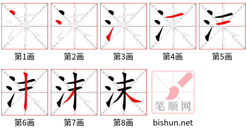 沫 笔顺规范