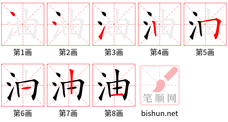 油 笔顺规范