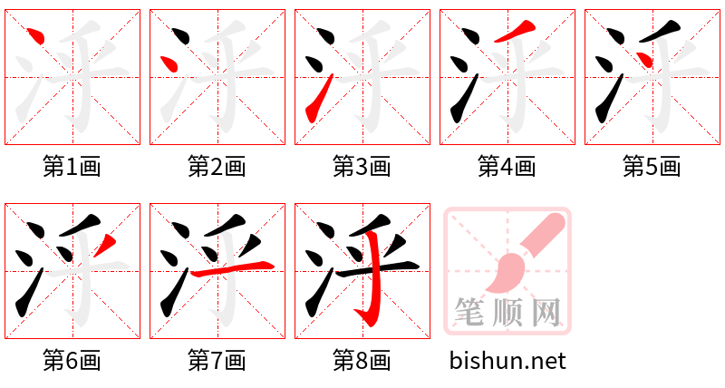 泘 笔顺规范