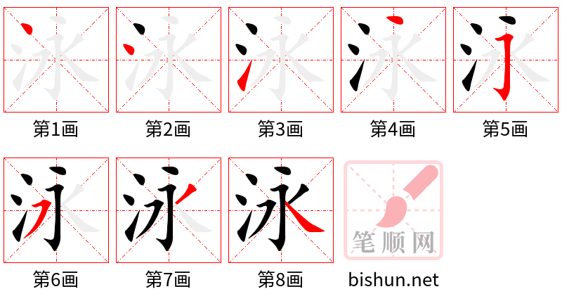 泳 笔顺规范