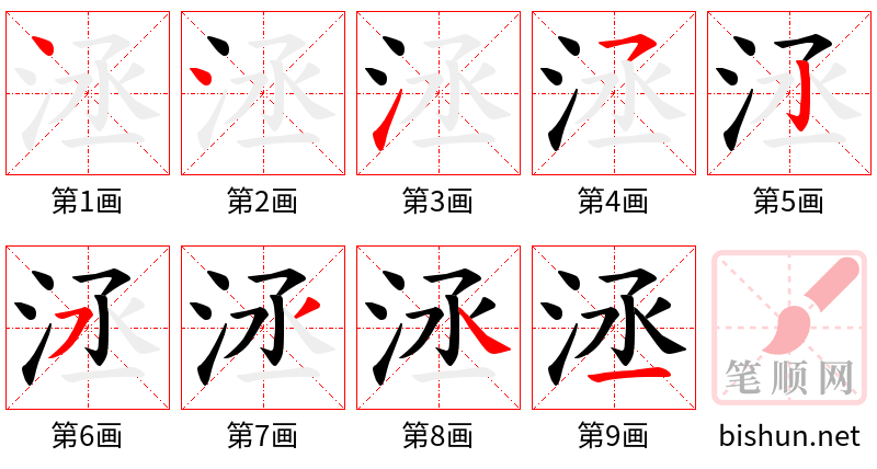 洆 笔顺规范