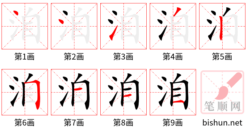 洎 笔顺规范