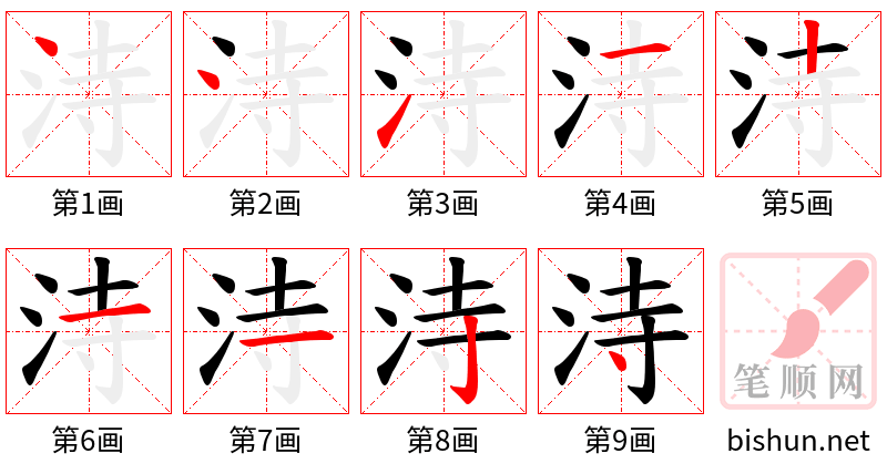 洔 笔顺规范