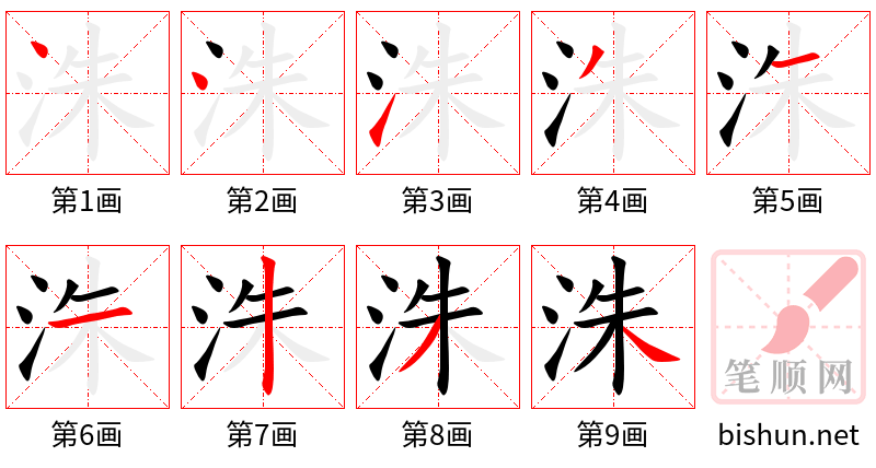 洙 笔顺规范