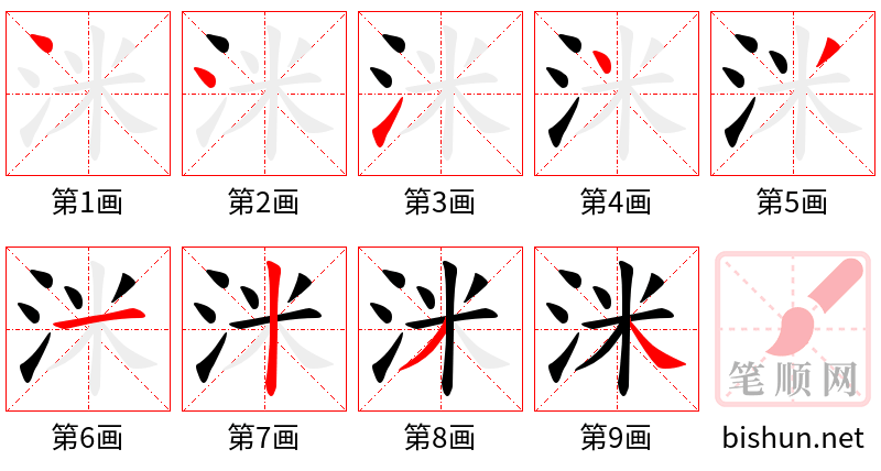 洣 笔顺规范