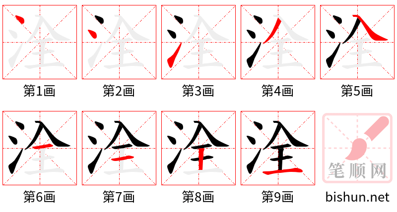 洤 笔顺规范