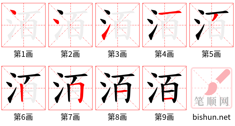 洦 笔顺规范