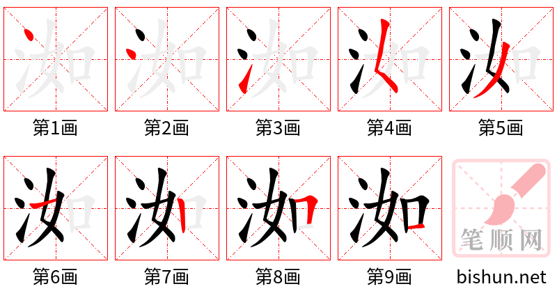 洳 笔顺规范