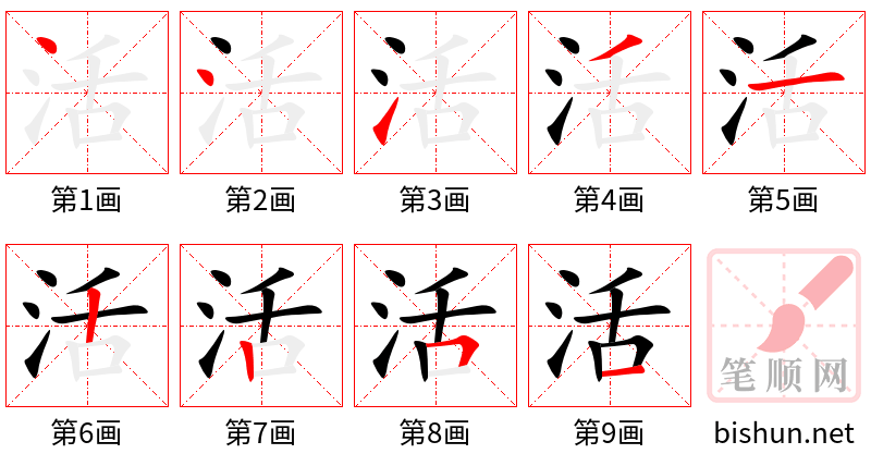 活 笔顺规范