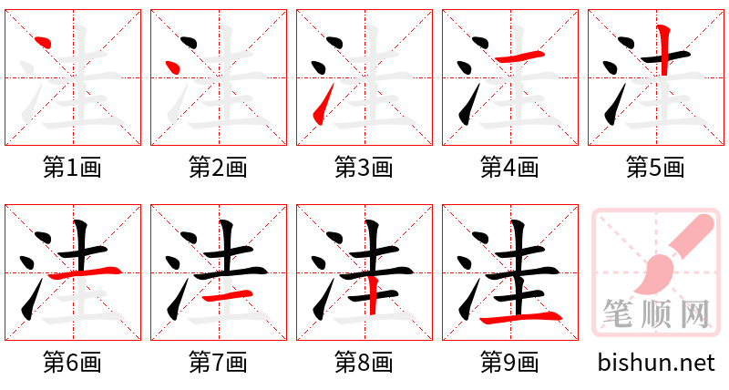 洼 笔顺规范