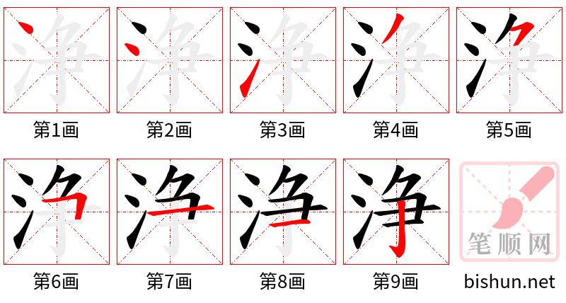 浄 笔顺规范