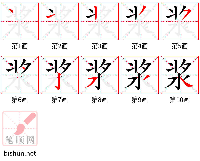 浆 笔顺规范