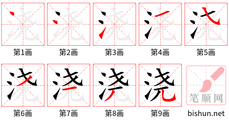 浇 笔顺规范