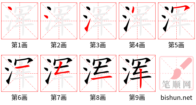 浑 笔顺规范