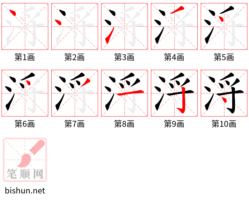 浖 笔顺规范