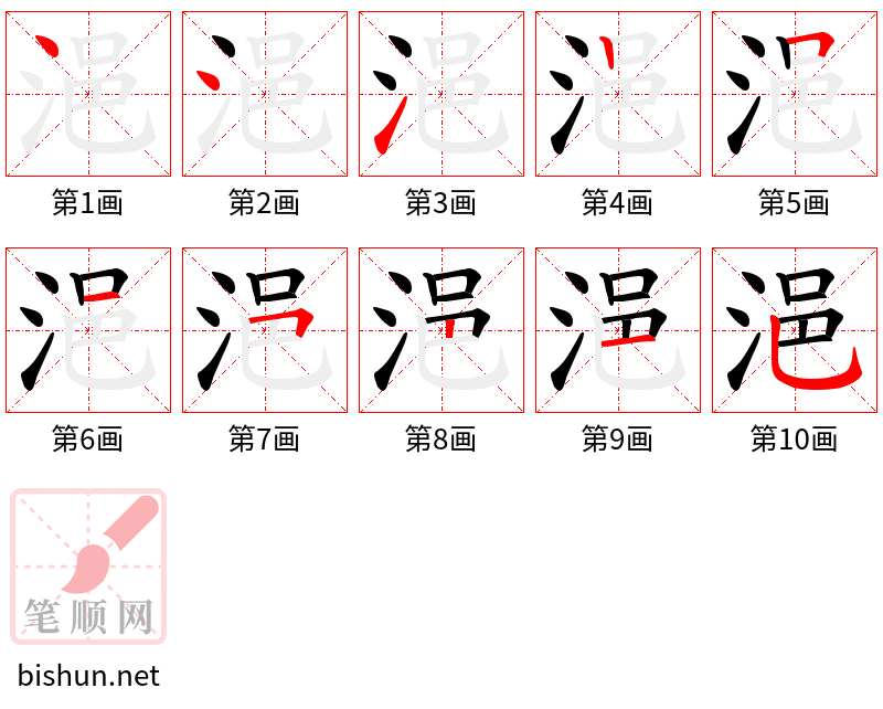 浥 笔顺规范