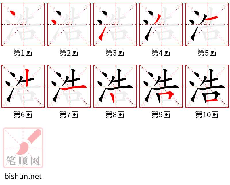 浩 笔顺规范