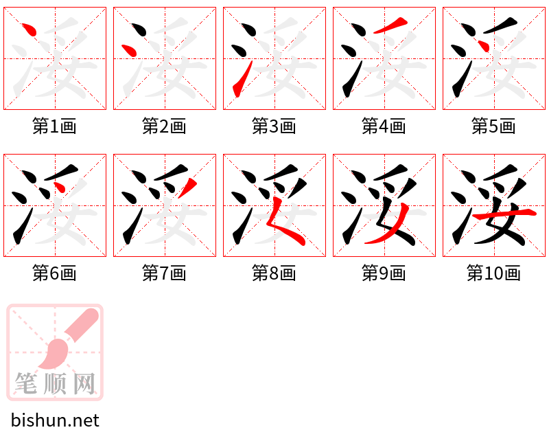 浽 笔顺规范