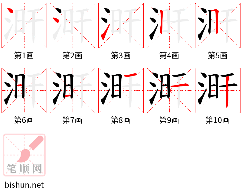 涆 笔顺规范