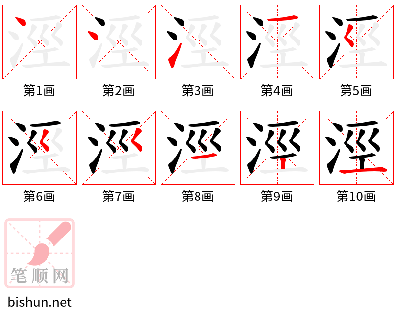 涇 笔顺规范