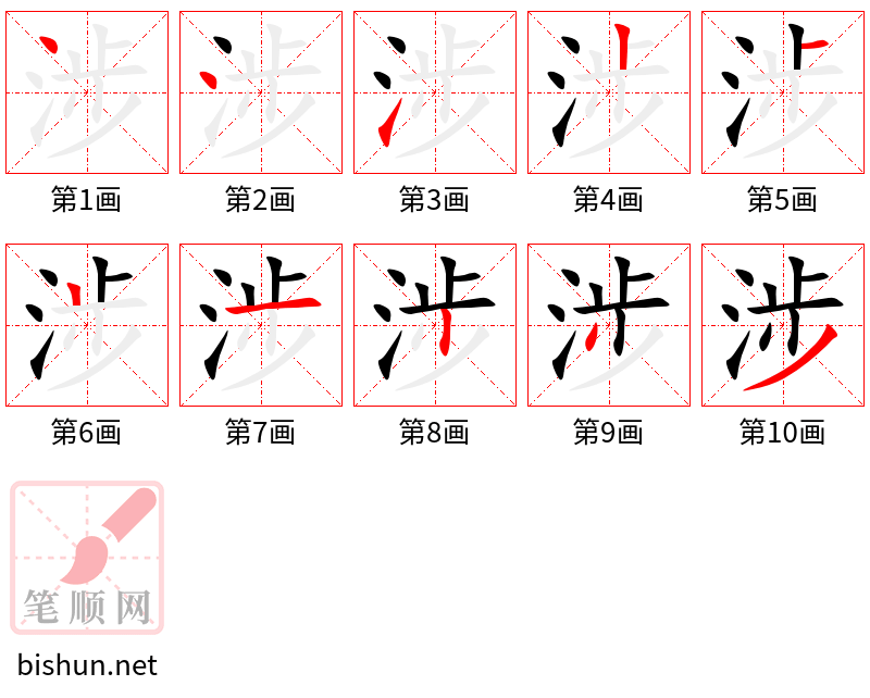 涉 笔顺规范