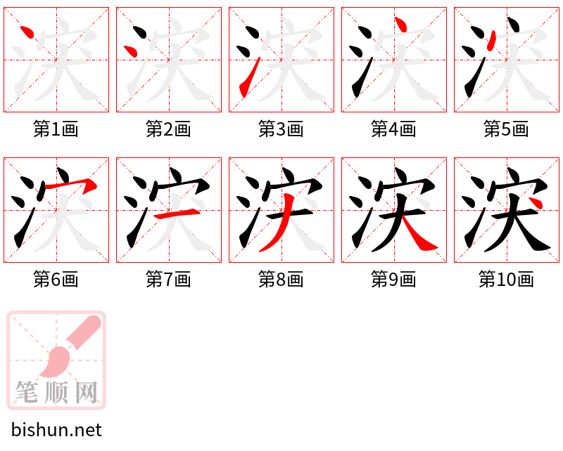 涋 笔顺规范