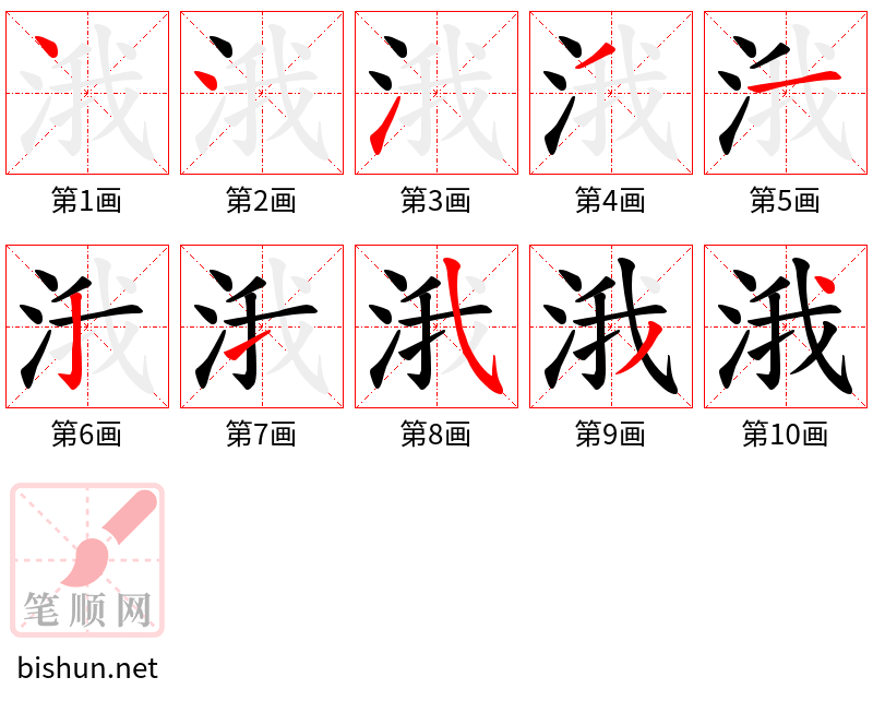 涐 笔顺规范