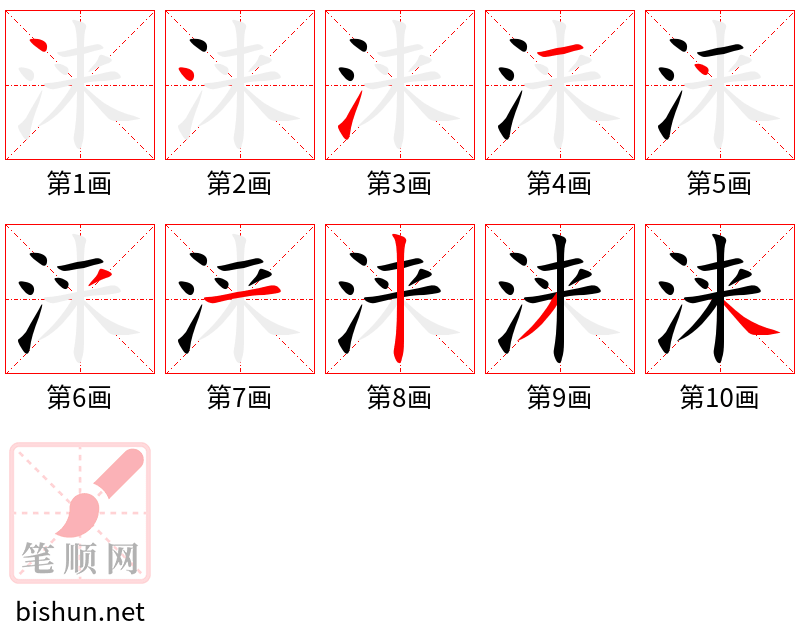 涞 笔顺规范