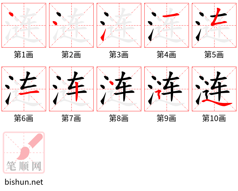 涟 笔顺规范