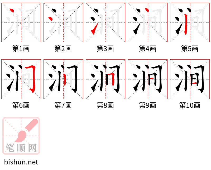 涧 笔顺规范