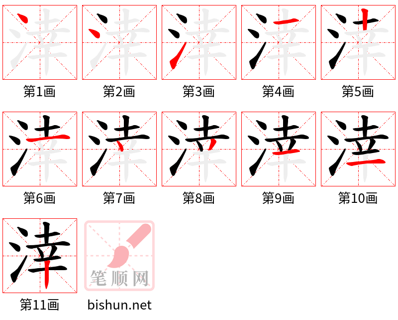 涬 笔顺规范