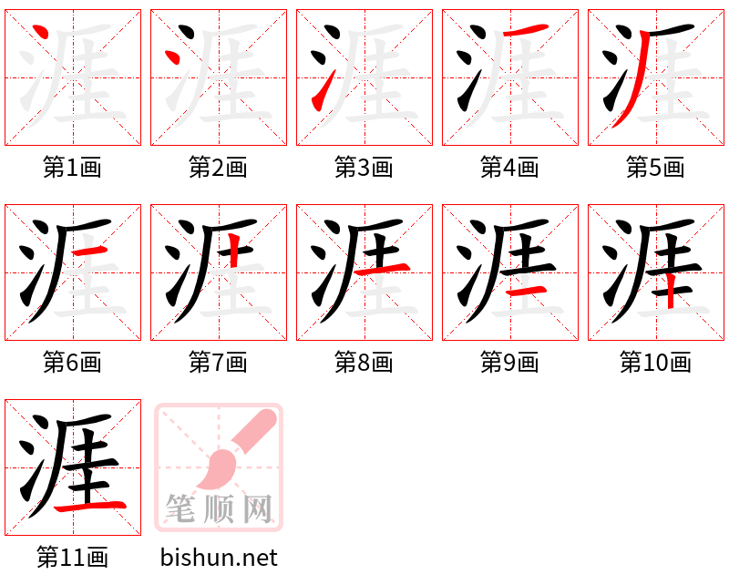 涯 笔顺规范