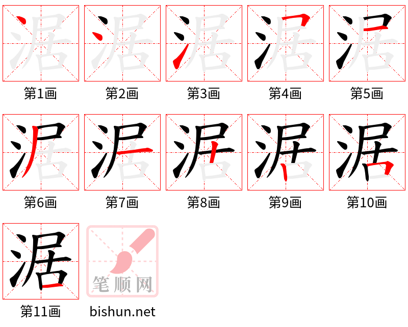 涺 笔顺规范