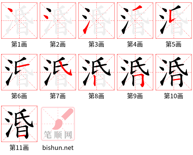 涽 笔顺规范