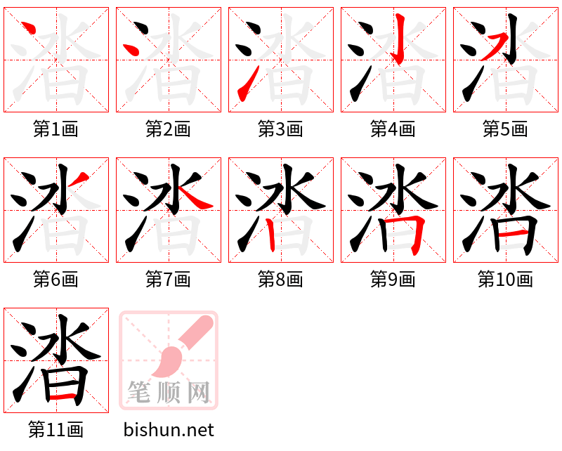 涾 笔顺规范