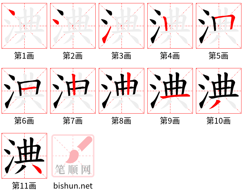 淟 笔顺规范