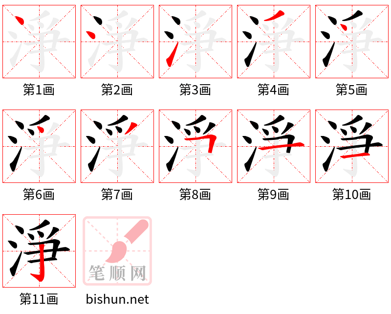 淨 笔顺规范