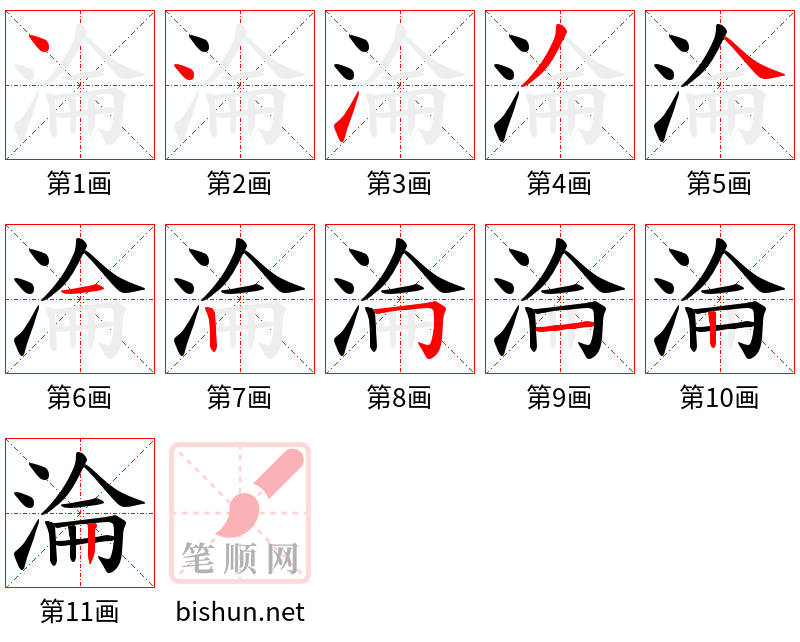 淪 笔顺规范