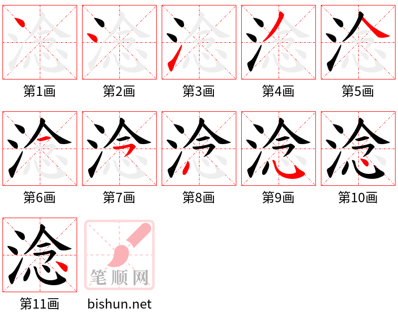 淰 笔顺规范