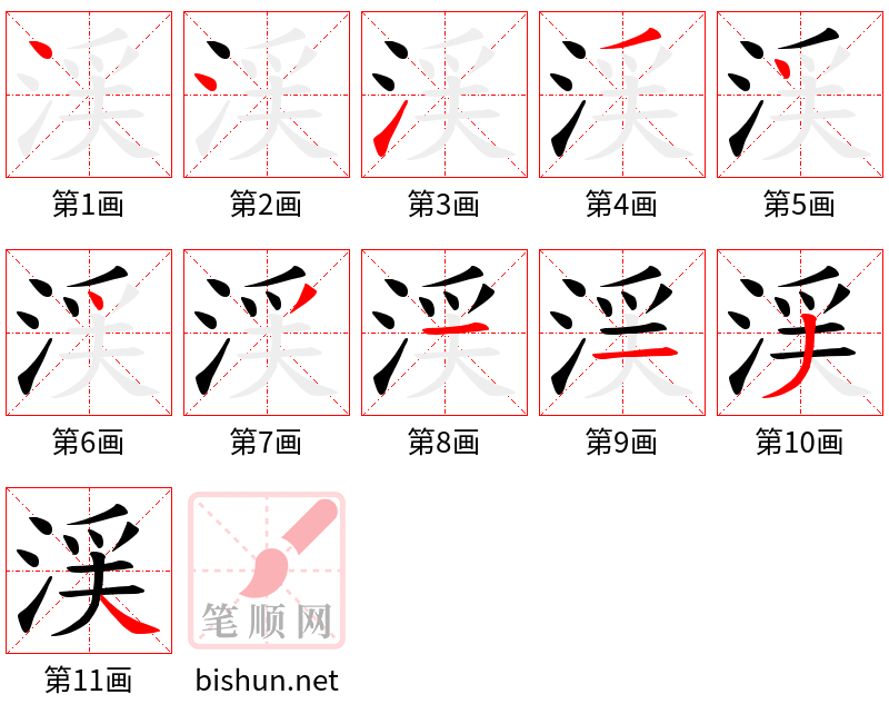 渓 笔顺规范