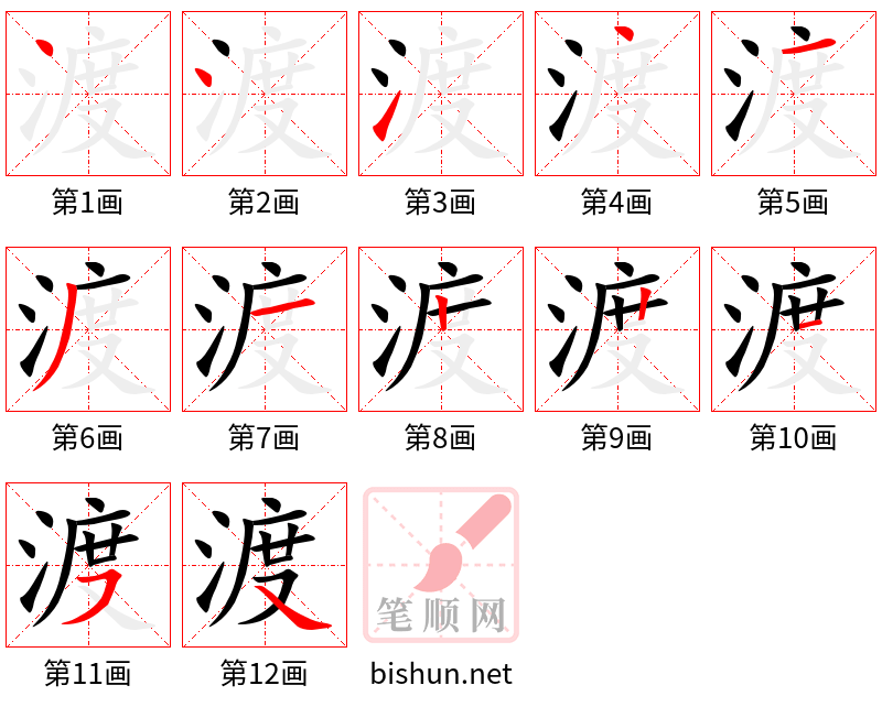 渡 笔顺规范