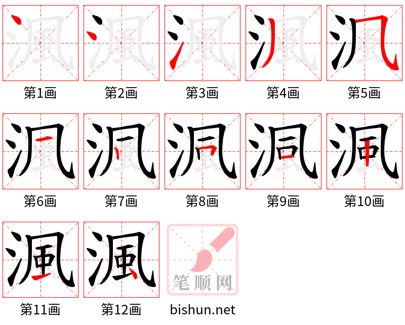 渢 笔顺规范