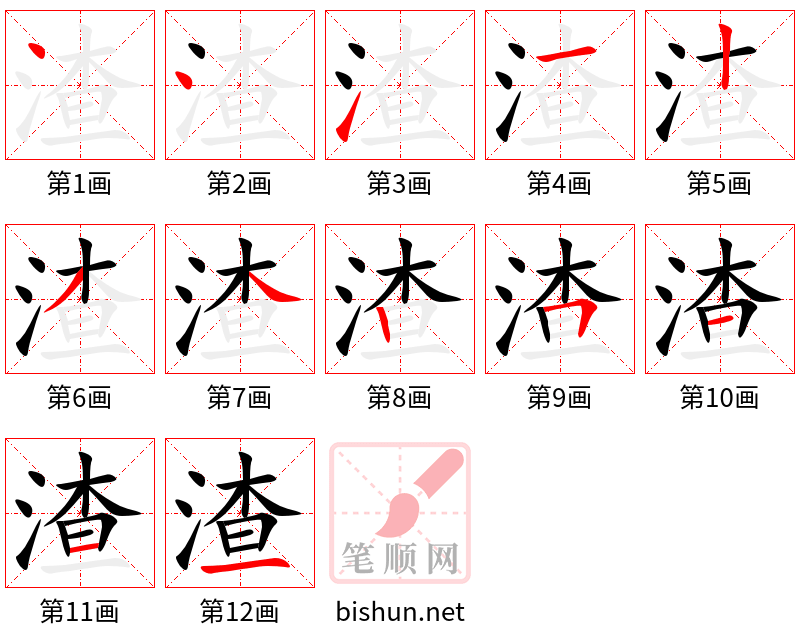 渣 笔顺规范