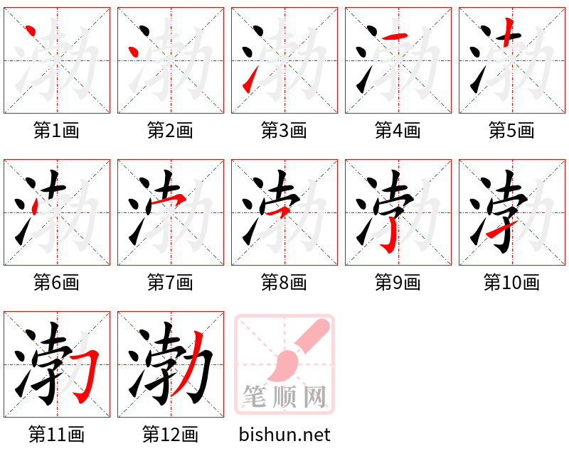 渤 笔顺规范