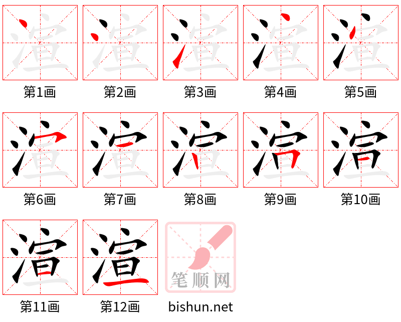 渲 笔顺规范