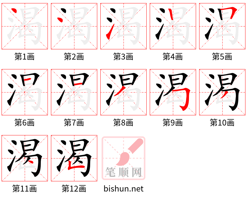 渴 笔顺规范