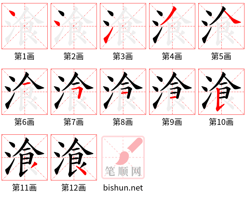 湌 笔顺规范