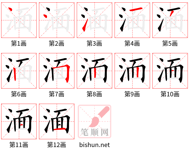 湎 笔顺规范