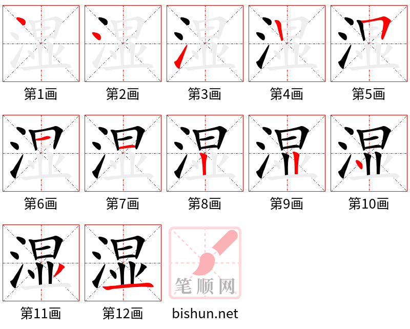 湿 笔顺规范