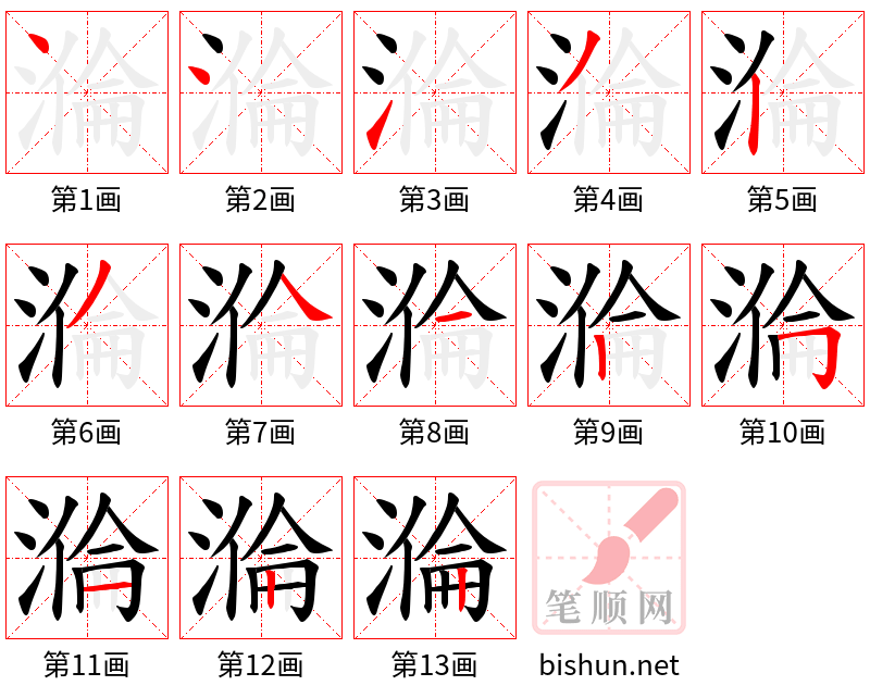 溣 笔顺规范